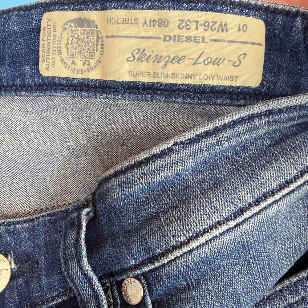 Diesel Women's Skinzee Super Slim Skinny Low Waist Jeans Size 26 - Picture 4 of 7